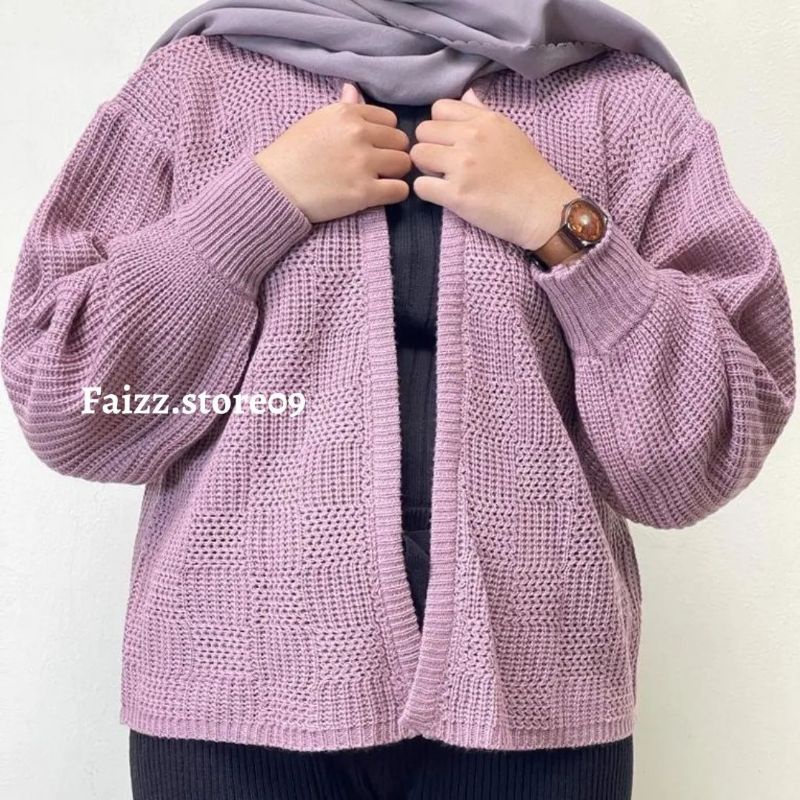 Cardigan Rajut OVERSIZE CROP CORAK KOTAK/Cardigan Rajut Wanita Tebal PREMIUM STORE09 MURAH