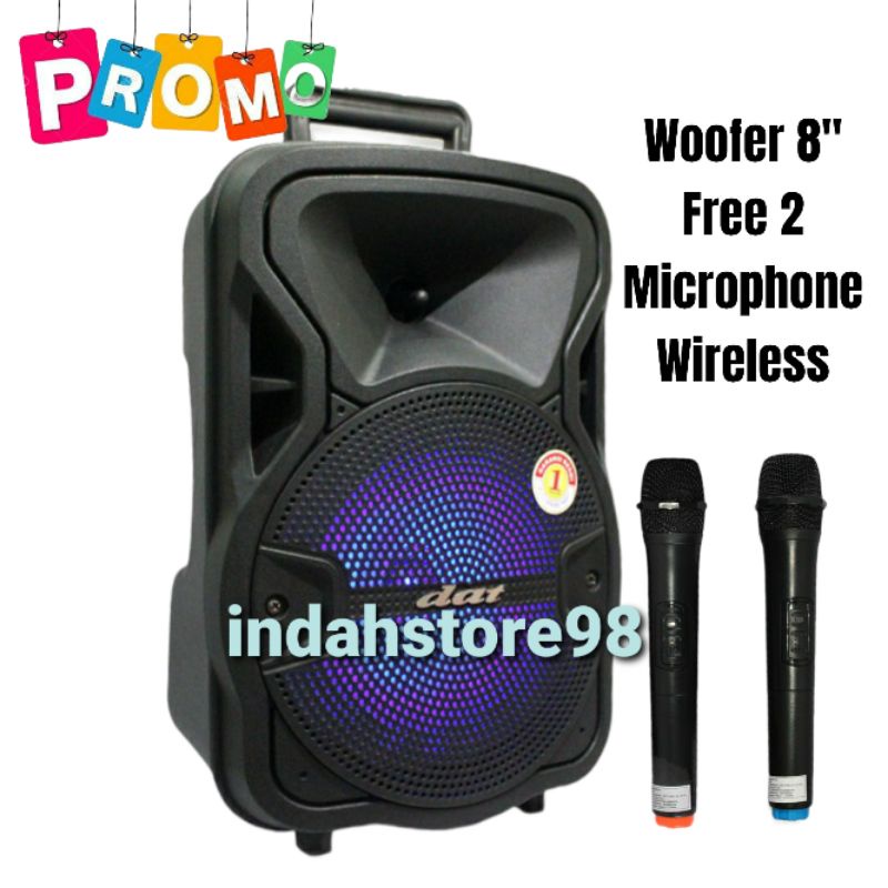 Speaker Portable 8 inch DAT DT820QD Bluetooth Karaoke 2 Mic Wireless Original DAT DT 820QD # G-Power