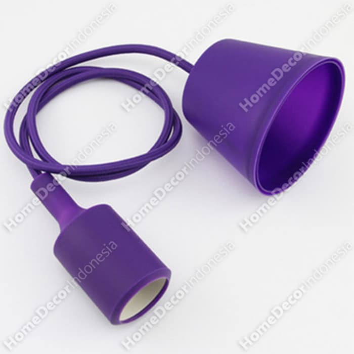 Fiiting Gantung Warna-Warni E27 Fitting lampu Silikon Warna - Ungu