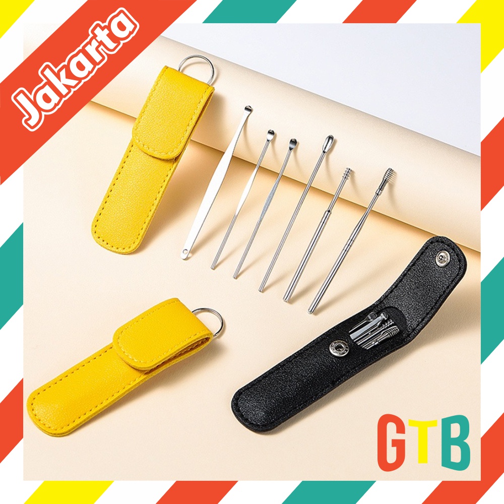 ❤GTB❤ Alat Pembersih Telinga Korek Kuping Ear Wax Picker 6pcs Alat Pembersih Telinga Korek Kuping Stainless Steel Paket 8pc Set R649 651