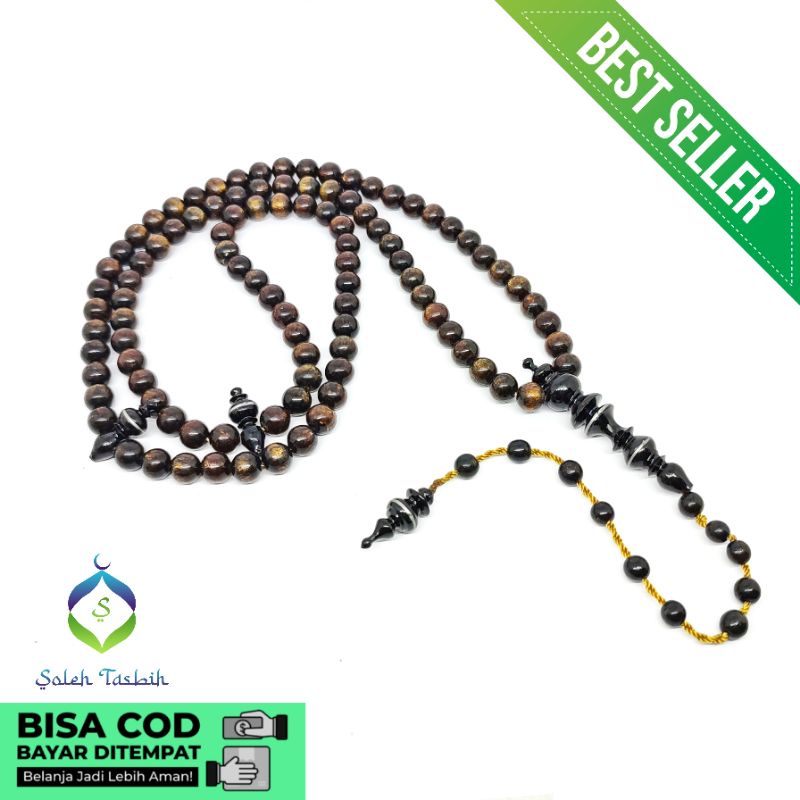 Tasbih Yuser Akar Bahar Serat Emas, Size 8mm/Tasbih Muslim 99 Butir