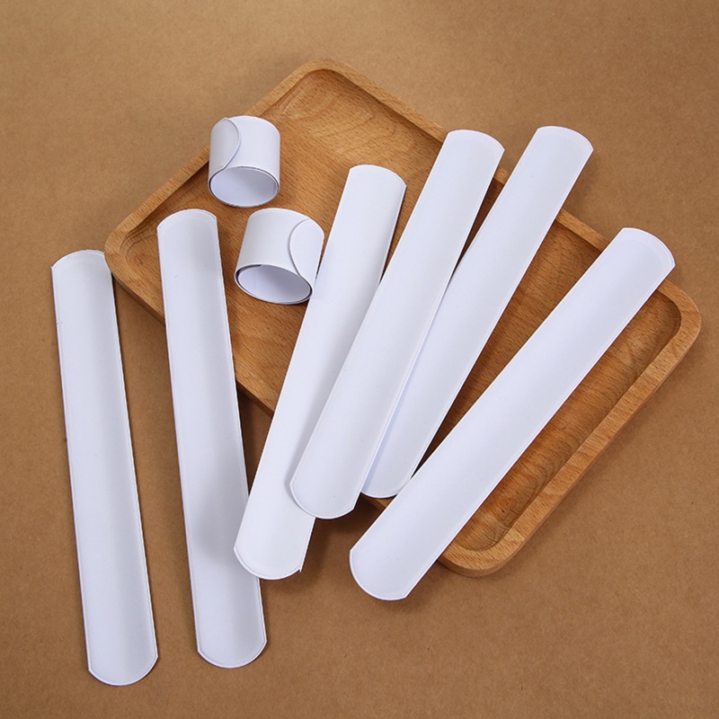 30 Pcs / set Gelang Slap Band Kosong Bahan Plastik Warna Putih Untuk Pesta