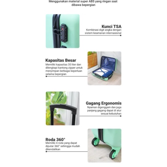 SUPERCASE Koper 20Inc Macaroon Hijau/Luggage Travel