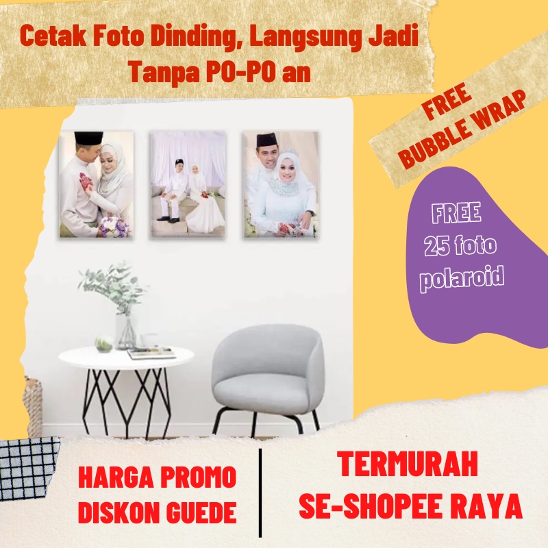 CETAK FOTO DENGAN EXCLUSIVE BINGKAI TANPA PAKU TANPA PO
