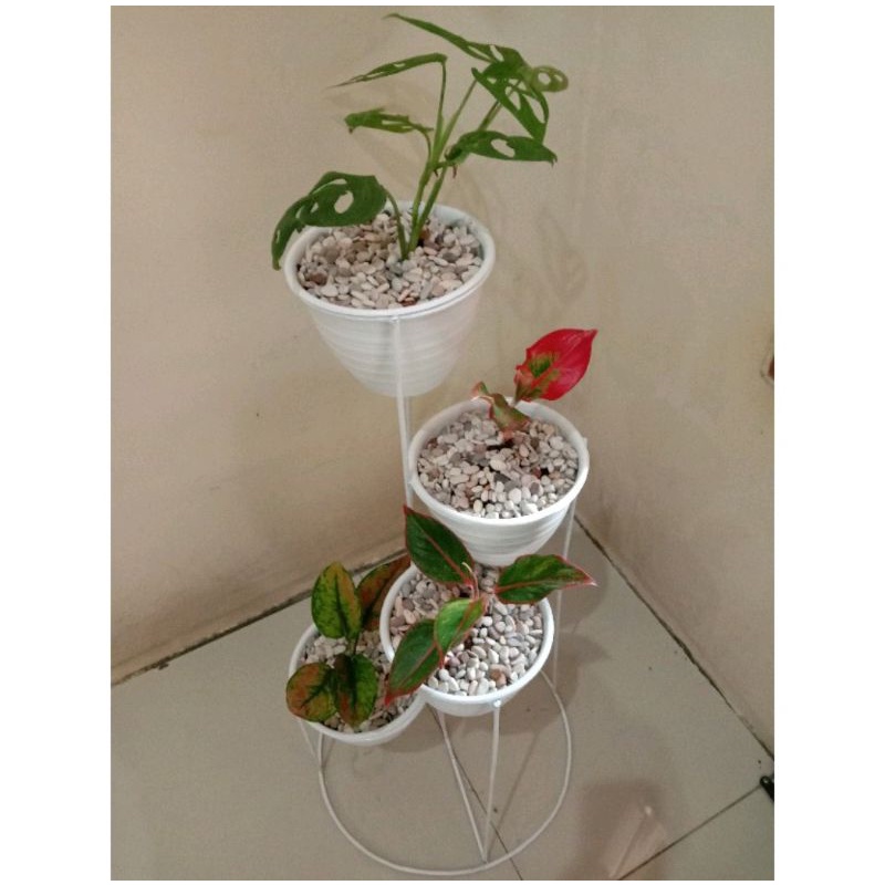 standing pot bunga 4 in 1 tinggi 70cm Diameter 15cm warna putih