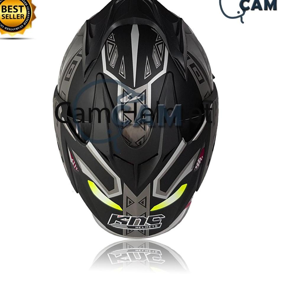 ✲ Helm Motor SNI KNC DMN panther black doff silver Jp-7 ❈