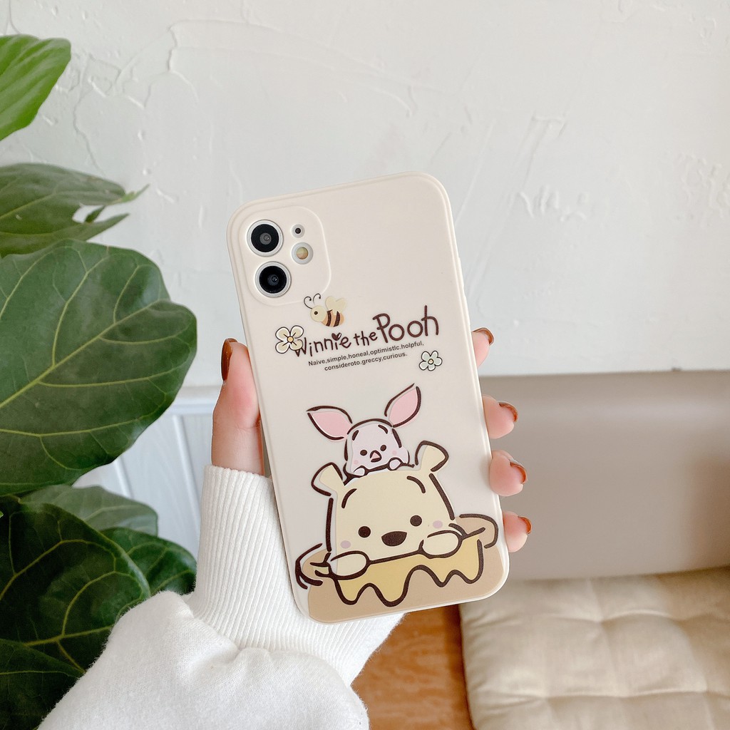 Side pattern case iphone 12 pro max 11 pro max Pooh soft shell iphone XR X/Xs max 7/8/SE2020 7plus/8plus lens protection Capa para iPhone