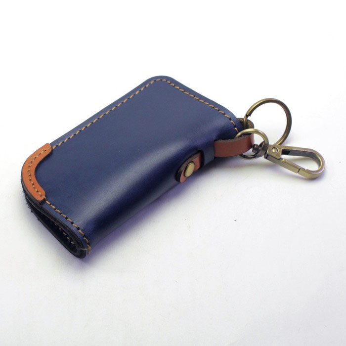 Dompet STNK Mobil Motor kulit asli key chain Biru