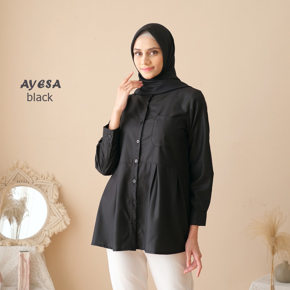 COD - M, L, XL, XXL - ORIGINAL Ayesa Top SKU ke 1 - Pakaian Kemeja Kerja Wanita by Hijab Mamah icis