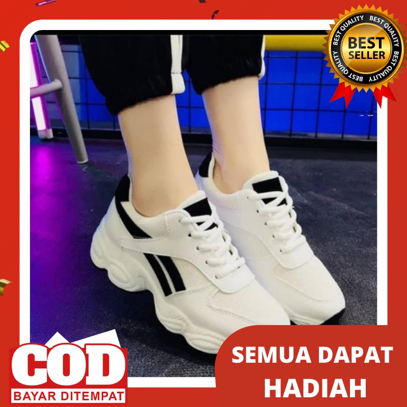 Sepatu Sneakers Wanita Murah Import Sneaker Tali Putih Sekolah Cewe Cewek Korea Kekinian Keren s22