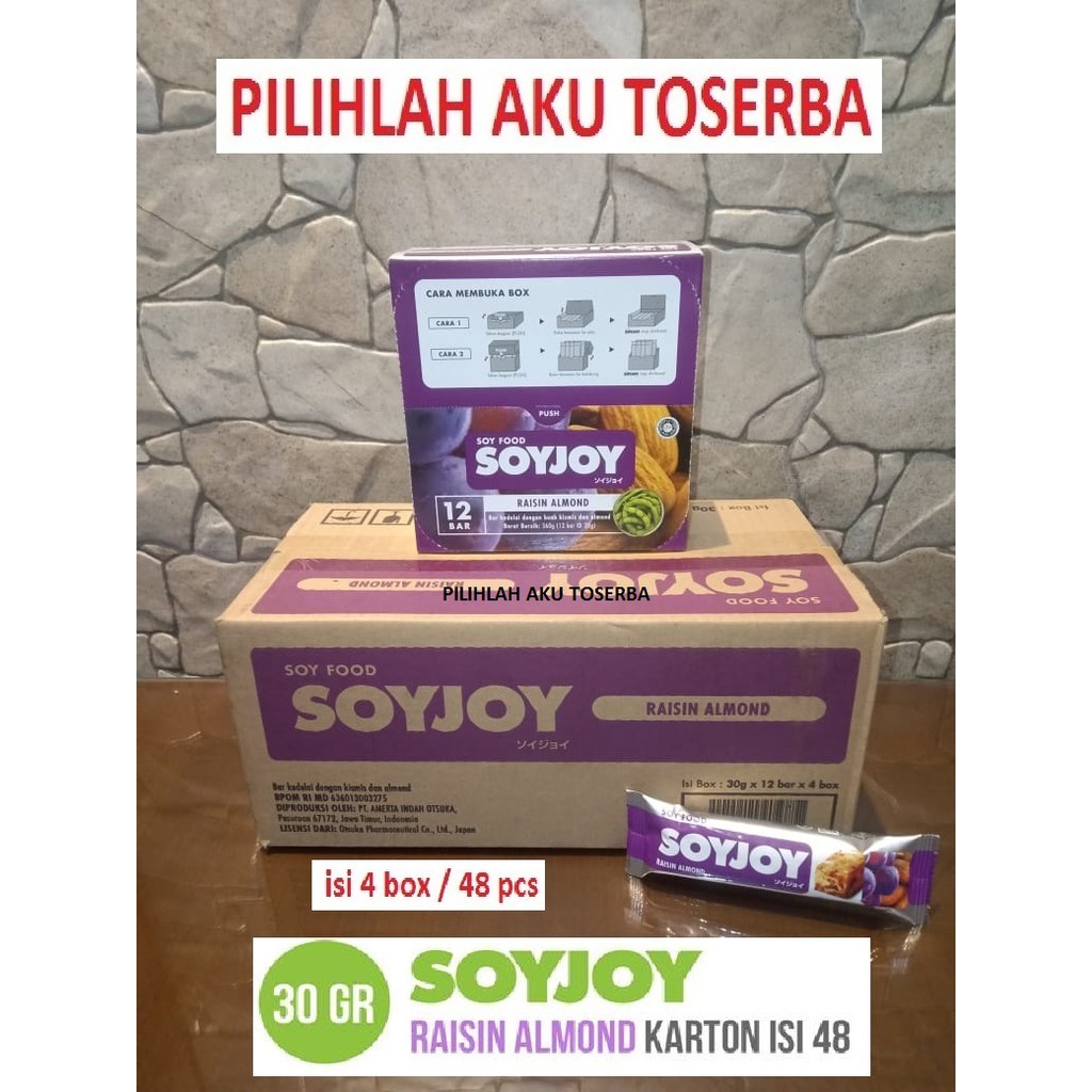 SOYJOY RAISIN ALMOND 30 gr - (HARGA 1 KARTON ISI 4 BOX / 48 pcs)