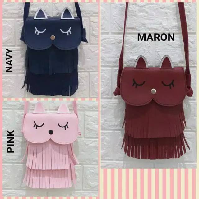 FUKORO SLING PHONE BURUNG HANTU OWL SLING BAG LUCU TAS RUMBAI CEWEK