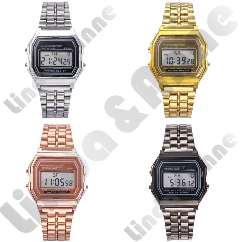 Jam Tangan Model Casio Digital Rantai Fashion Wanita Dan Pria / Jam Tangan Wanita Digital Kotak