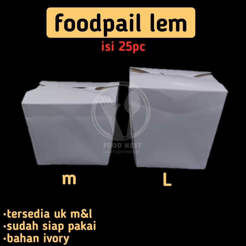 FOOD PAIL MEDIUM ISI 25BJ / RICE BOX / KEMASAN FOOD PAIL / KEMASAN RICE BOX / BOX FOOD PAIL / DUS BOX RICE BOX POLOS / BOX NASI / TEMPAT NASI / LUNCH BOX / KEMASAN NASI / FOOD BOX NOODLE BOX PAPER RICE BOX KOTAK BENTO PUTIH POLOS NASI BOX KOTAK SNACK