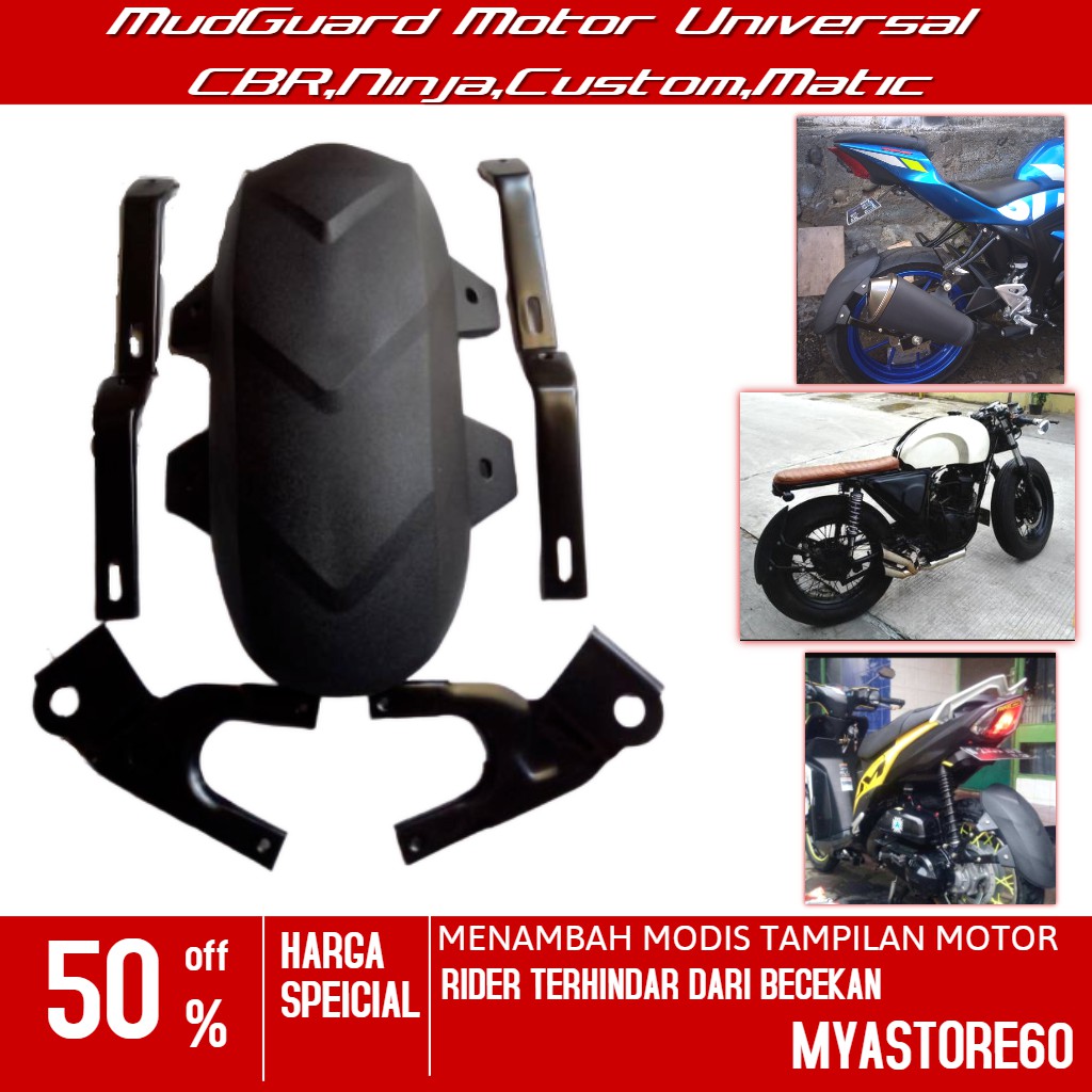 MudGuard Mud Guard Spakbor Motor Universal CBR Ninja Custom Aerox Mudguard Motor Belakang Besi