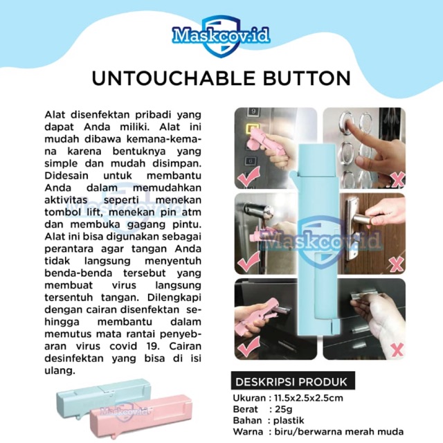 Alat Pencet Lift, EDC, Gagang Pintu, ATM anti virus ada busa untuk refill desinfektan bisa refill-1