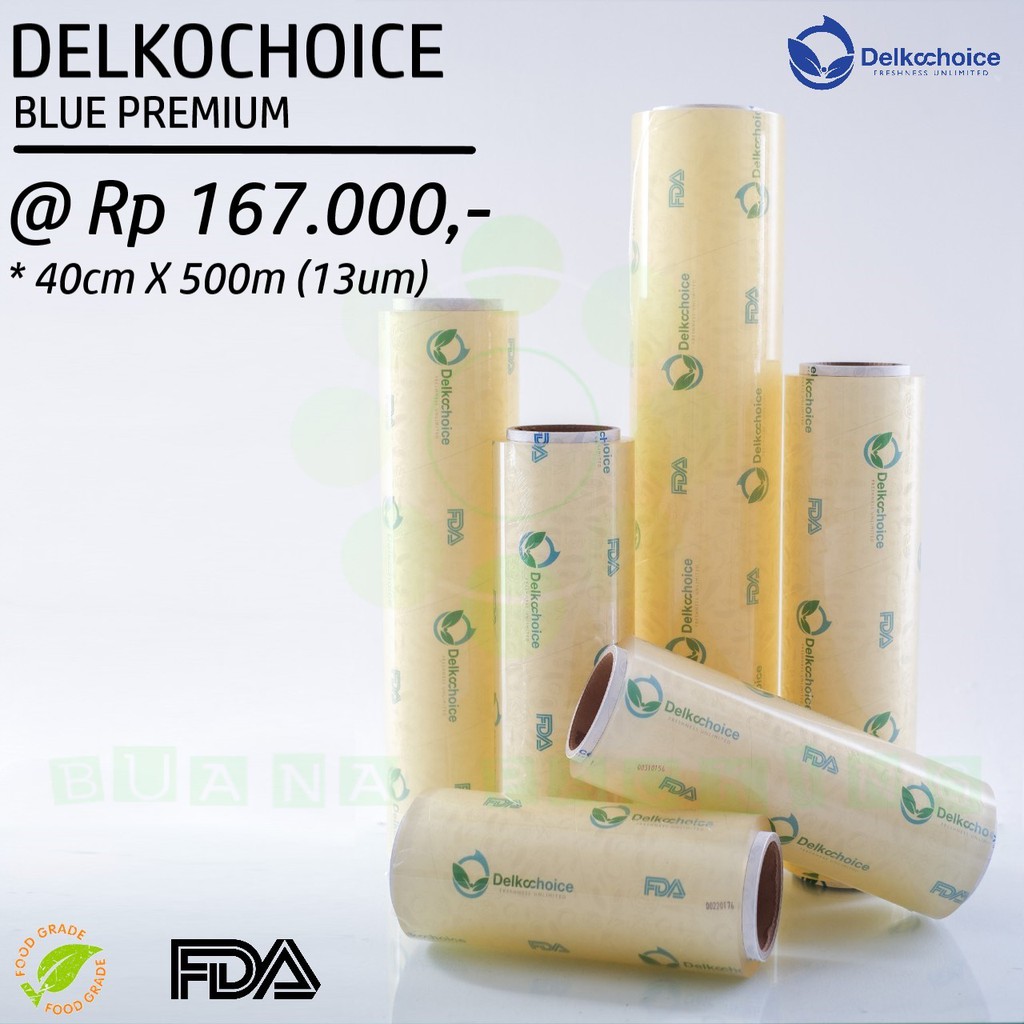 

PLASTIK PEMBUNGKUS MAKANAN - PLASTIK WRAPPING MAKANAN - PLASTIK CLING DELKOCHOICE BLUE