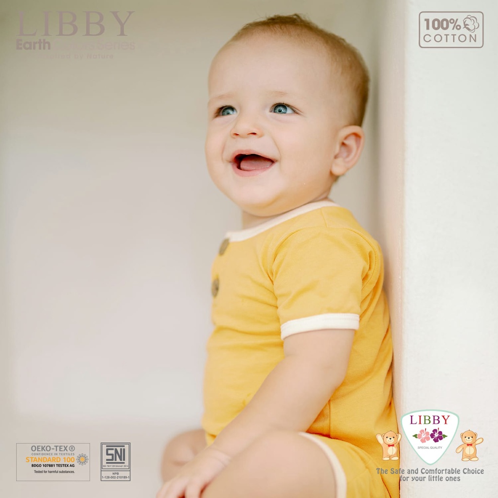 Libby Baby Flynn Romper Earth Color Pakaian Baju Kodok Jumper Segiempat Bayi Baru Lahir