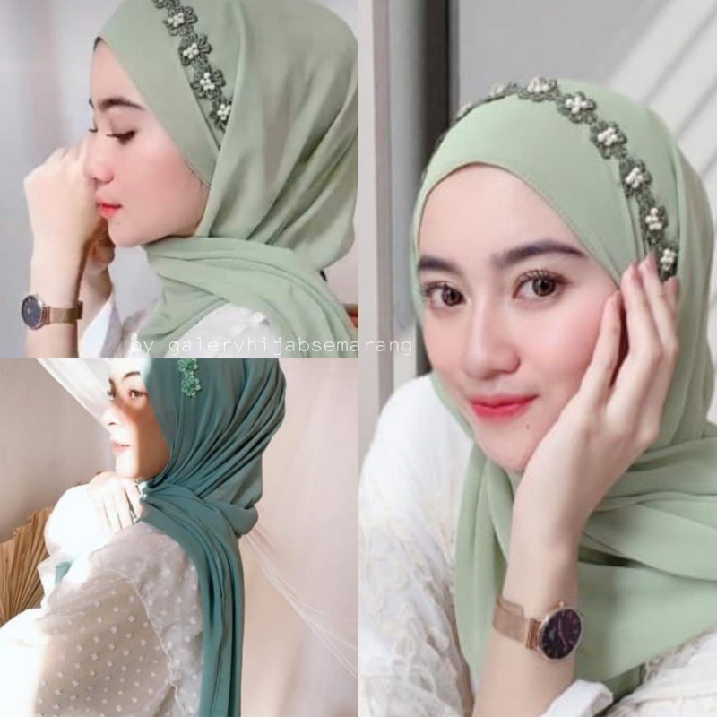 Kerudung pashmina mutiara renda / PASHMINA IKAT DIAMOND RENDA MUTIARA / hijab pashmina mutiara