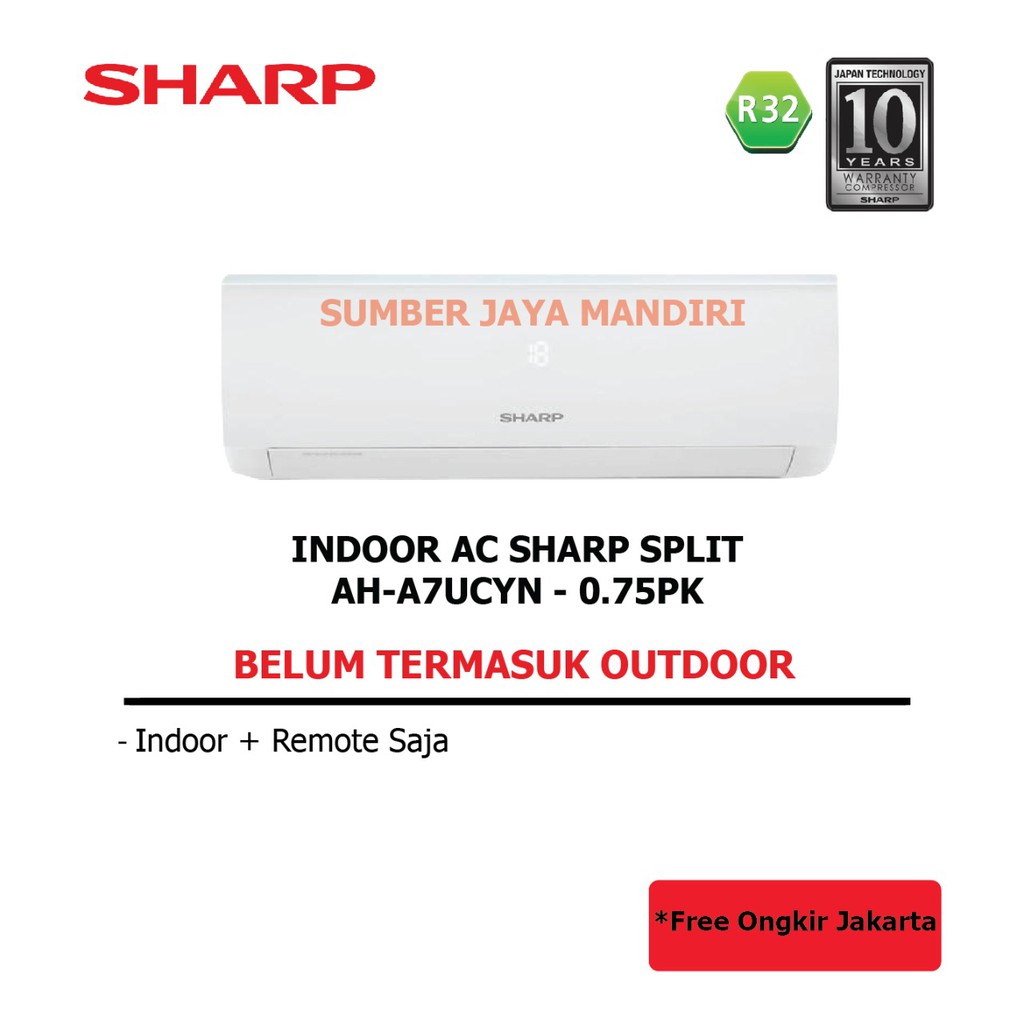 INDOOR SAJA AC SHARP SPLIT AH-A7UCYN 0.75 PK