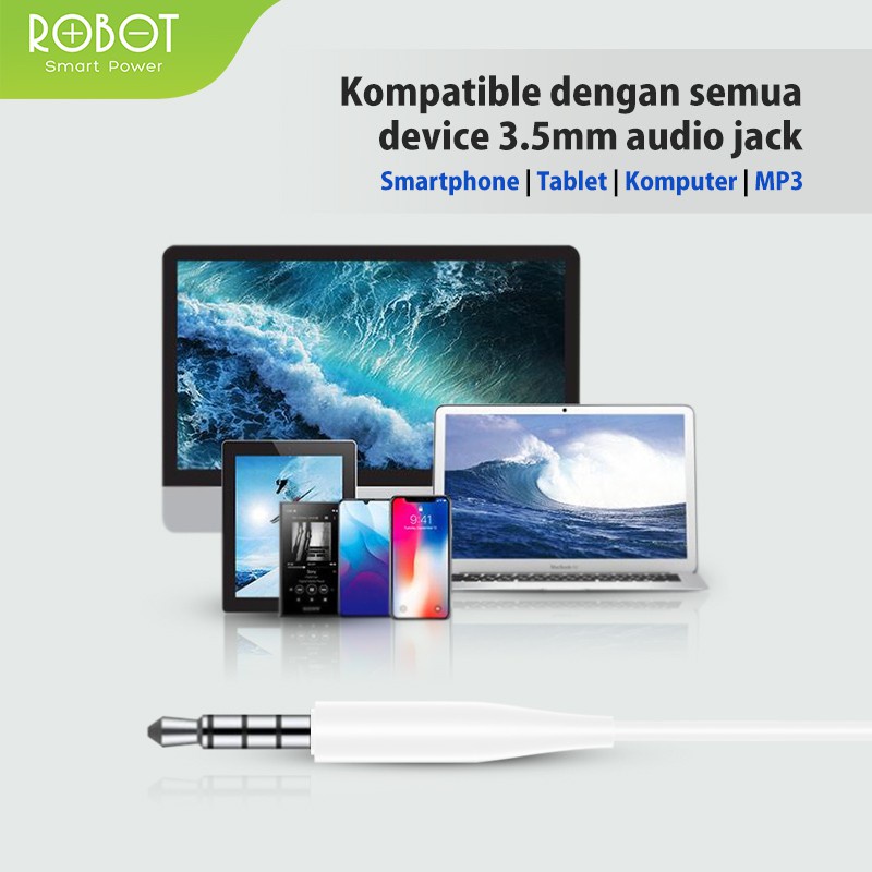 Headset Robot RE10 Wired Headset Wired Earphone Bass Smartphone Original - Garansi 1 Tahun