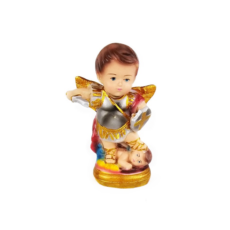 Patung Rohani Malaikat Agung Santo Mikael Kudus Mengalahkan Setan Chibi Imut Fiberglass Mini Kecil A
