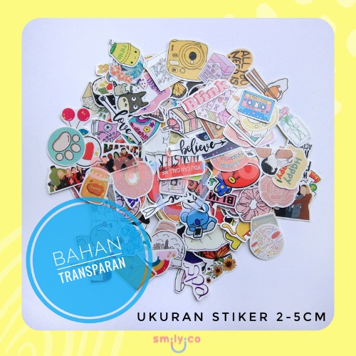 

[100 PCS] Stiker Aesthetic Bahan Transparan/Stiker Journal/Stiker KPop/Stiker Tumblr/Stiker Random/Bahan Transparan