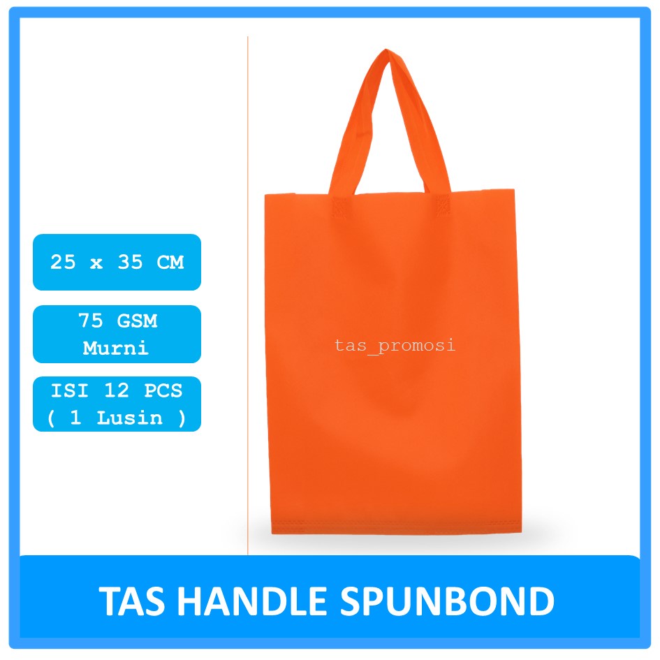 Goodie bag Spunbond Handle 25x35 Orange Satuan / Tas Spunbond Polos