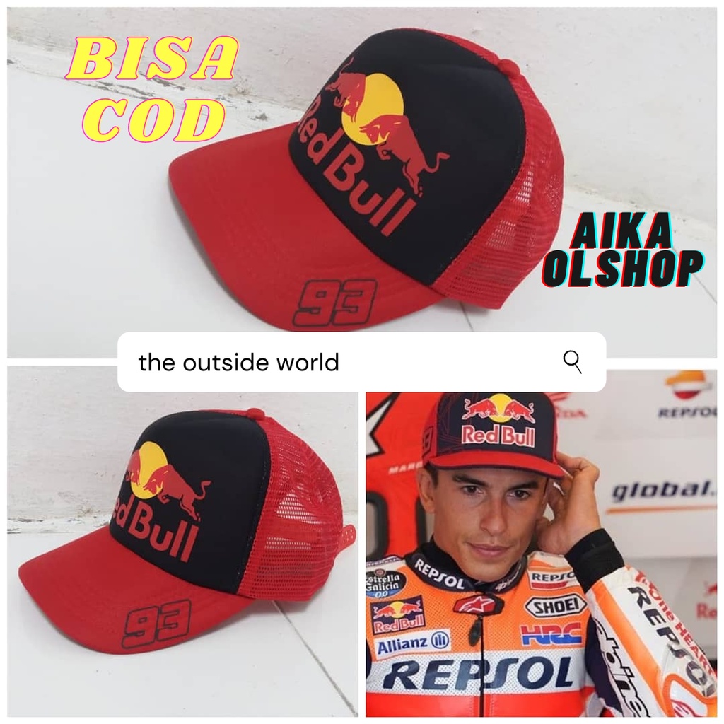 Snapback Topi Trucker Jaring Dewasa Reddbull Marques Moto gp