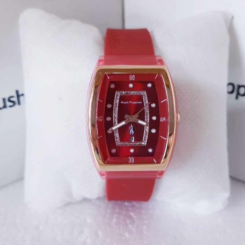 (Terima Cod)Jam Tangan Wanita Hushhpuppies Oval Karet Strap Rubber Murah(Dikirim Jakarta)