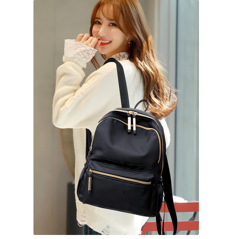 Tas Ransel Premium Import Korea Waterproof Gold Plated Nylon