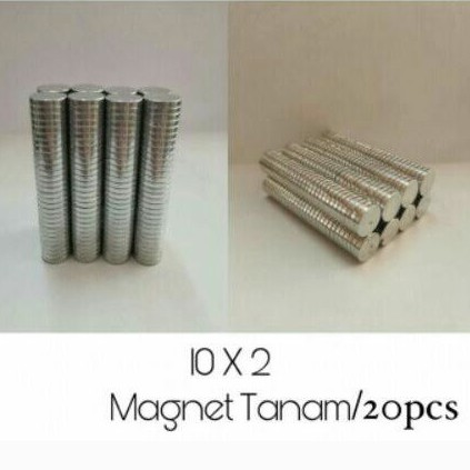 magnet tanam neodymium / magnet 10x2 nikel / 20pcs