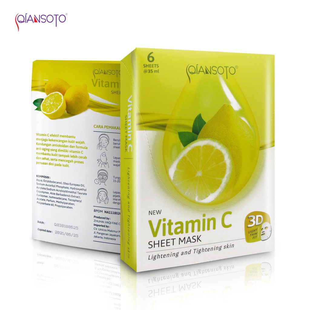 QIANSOTO Vitamin C Sheet Mask Box (6 Sheet)