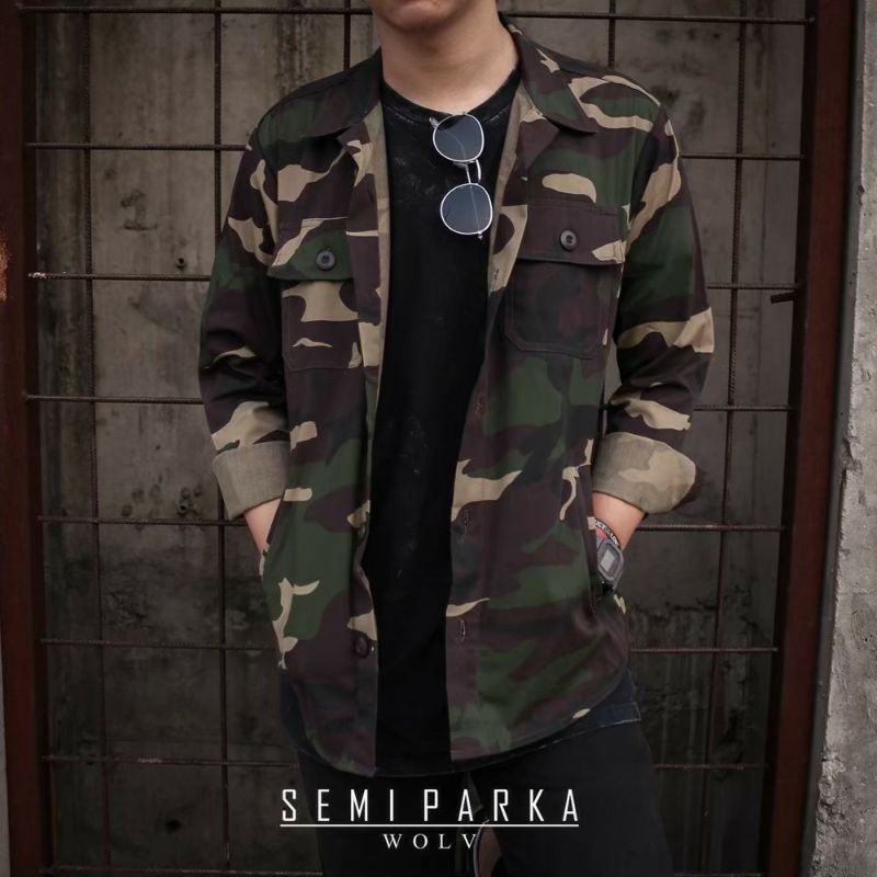[GRATIS ONGKIR] Jaket Army Look Denim Style / Jaket Loreng Military