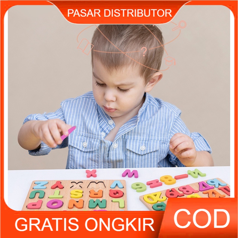 Mainan Edukasi Anak NUMBER &amp; ALPHABET PUZZLE Mainan Puzzle Kayu Anak