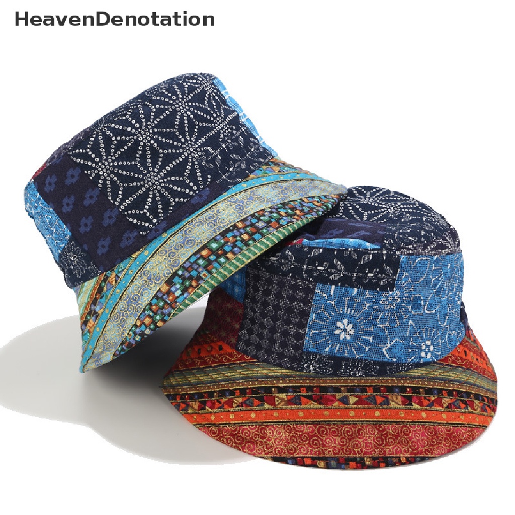 [HeavenDenotation] Vintage Fashion Women Men Bucket Hats Outdoor Print  Cap Travel Sunscreen Hat