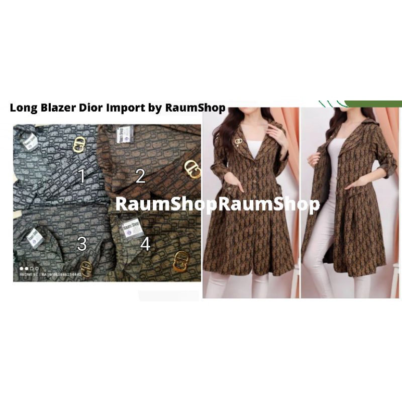 Long Blazer Wanita Branded Di0 DR Import Ld 110Cm Korean Style Bahan Linen Premium Lengan Panjang/Ba