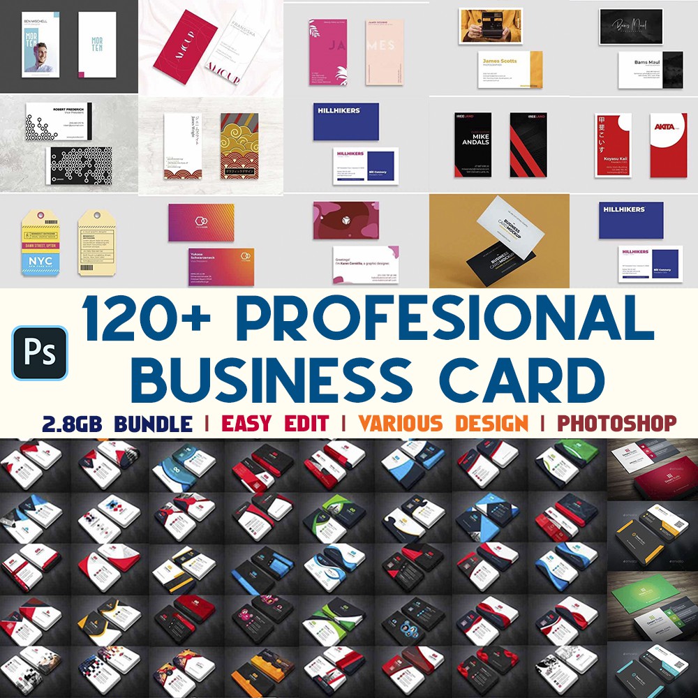

NS 120 Business Card Professional Bundle Design Template | Photoshop | Illustrator