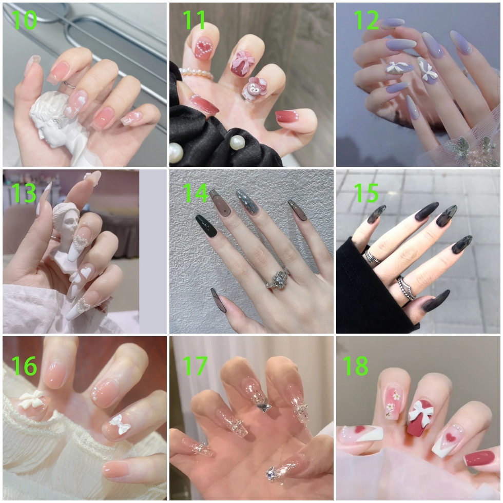 24pcs / Set stiker kuku palsu anti nail air 3d imlek kuku palsu murah pengantin panjang pendek anak bening polos wedding kaki manikur set nail sticker art