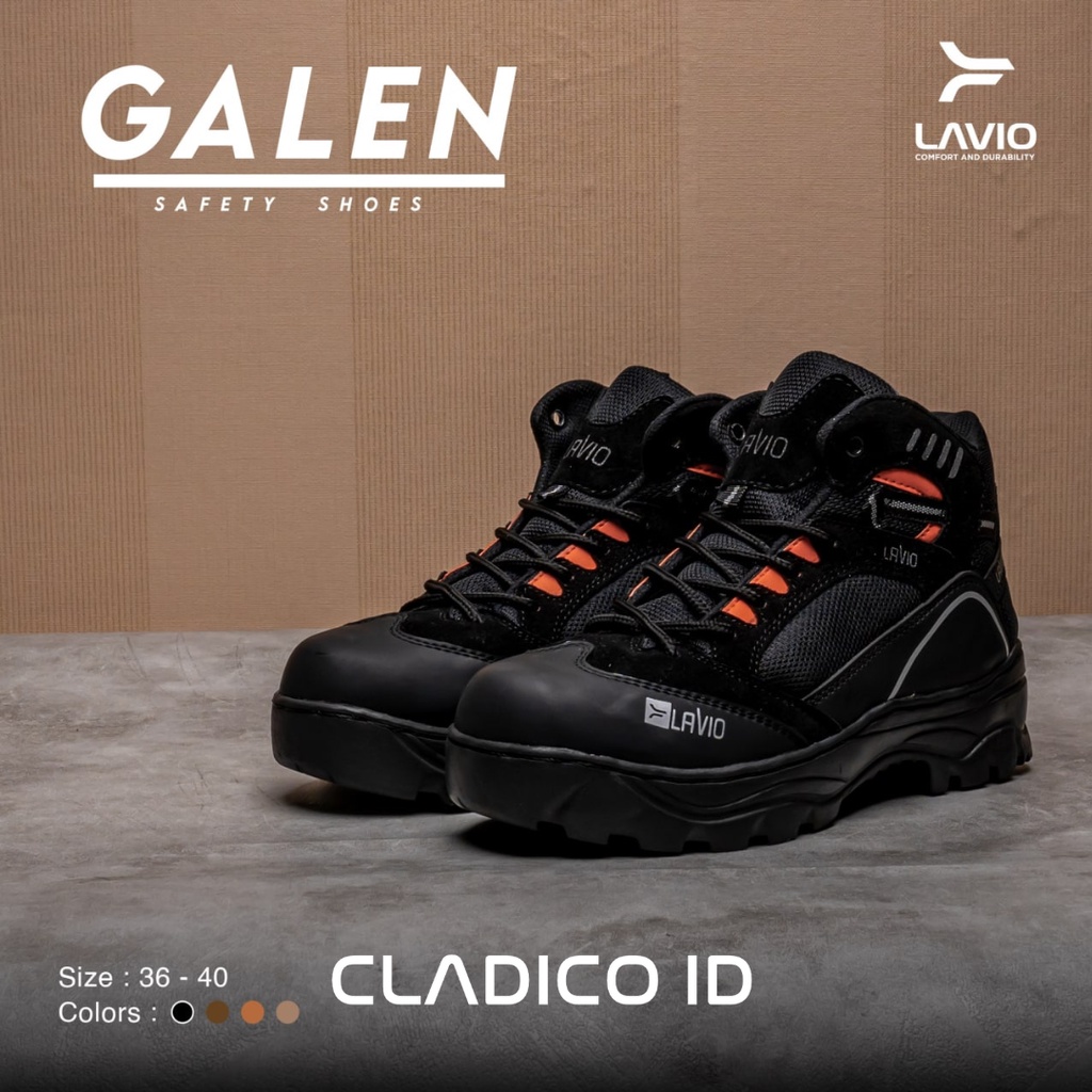 LAVIO Galen Sepatu Pria Sefty Boots High Quality Premium Ujung Besi Safety Shoes cowok Outdoor Hiking Mendaki Gunung Boot Kerja Lapangan Proyek