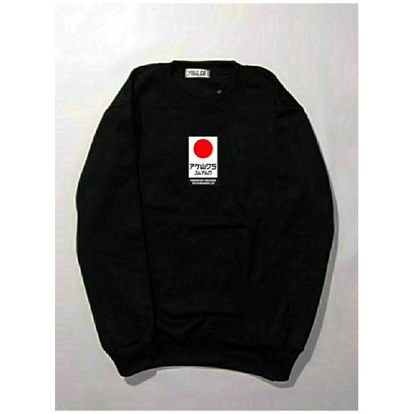 jaket sweater pria wanita terbaru jaket sweater crewnek original yuse-Japan hitam