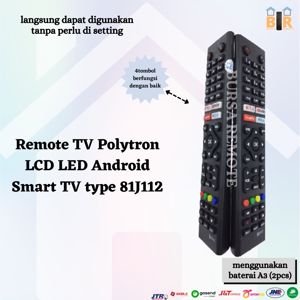 Remot / Remote Smart TV Polytron LCD LED Android  type 81J112 android Smart youtube netflix mola tv