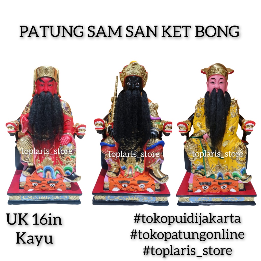 Patung Sam San Ket Bong Kayu Import 16in