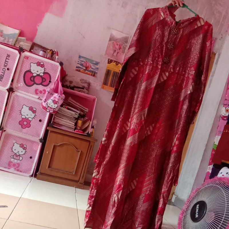 gamis batik maroon tali