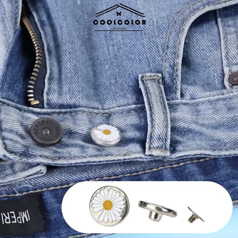 COD❤️Jeans yang Dapat Dilepas Jenis Sekrup Penyesuaian Pinggang Tombol Logam Universal tidak ada kait