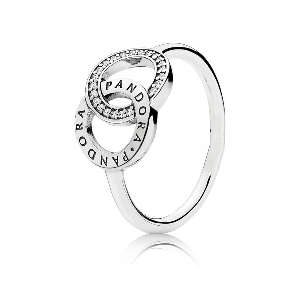 Pandora Cincin Sterling Silver 925 Hias Kristal Kubik Zirconia Mewah Berkilau Untuk Wanita