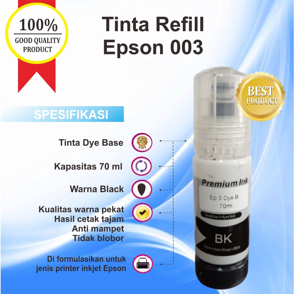 Refill Tinta 003 Premium Refill Printer Epson L1110 L3110 L3150 L4150