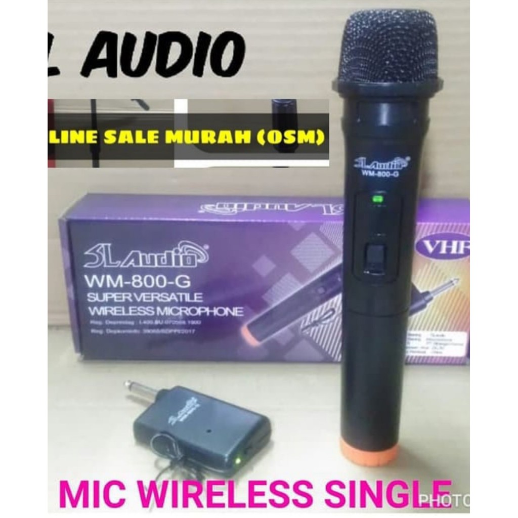 Original SL audio Mic Wireless Single baterai mik wireles pro karaoke mikrophone microphone sound vokal vocal professional panggung dj studio asli BEST QUALITY tunggal  Single satuan BUKAN SEPASANG  BISA KESEMUA PERANGKAT YG ADA COLOKAN MIC NYA jarak 10-3