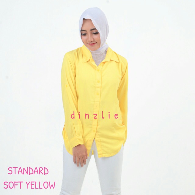 KEMEJA WANITA WARNA KUNING SOFT