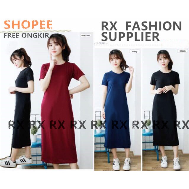 RX Fashion elsa plain maxi Promo SALE^^ - bahan spandek 